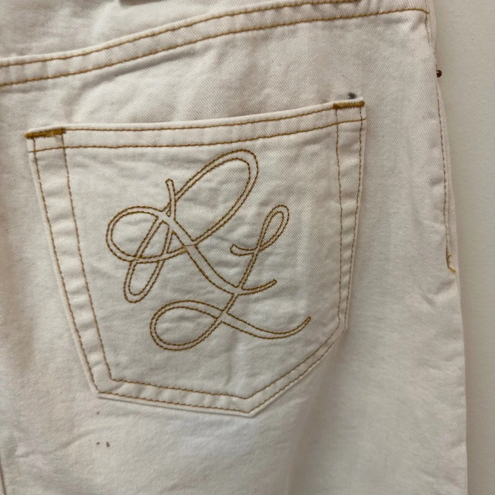 Polo Jeans Co Ralph Lauren Cream Denim Maxi Skirt Front Slit Size 6 7008WUZ1018